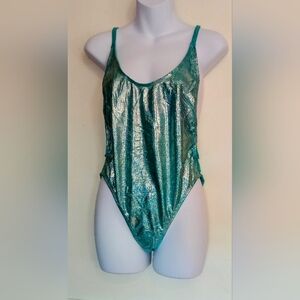 Fashion Nova Iridescent Turquoise Swimsuit
